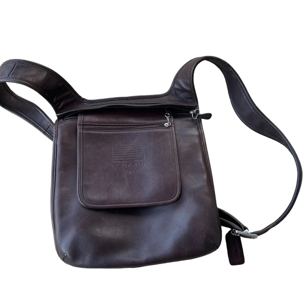 Vintage Rare COACH #9405 Slim Flat Hippie Backpack Brown Leather. - Picture 12 of 12